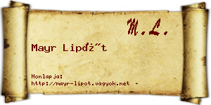 Mayr Lipót névjegykártya